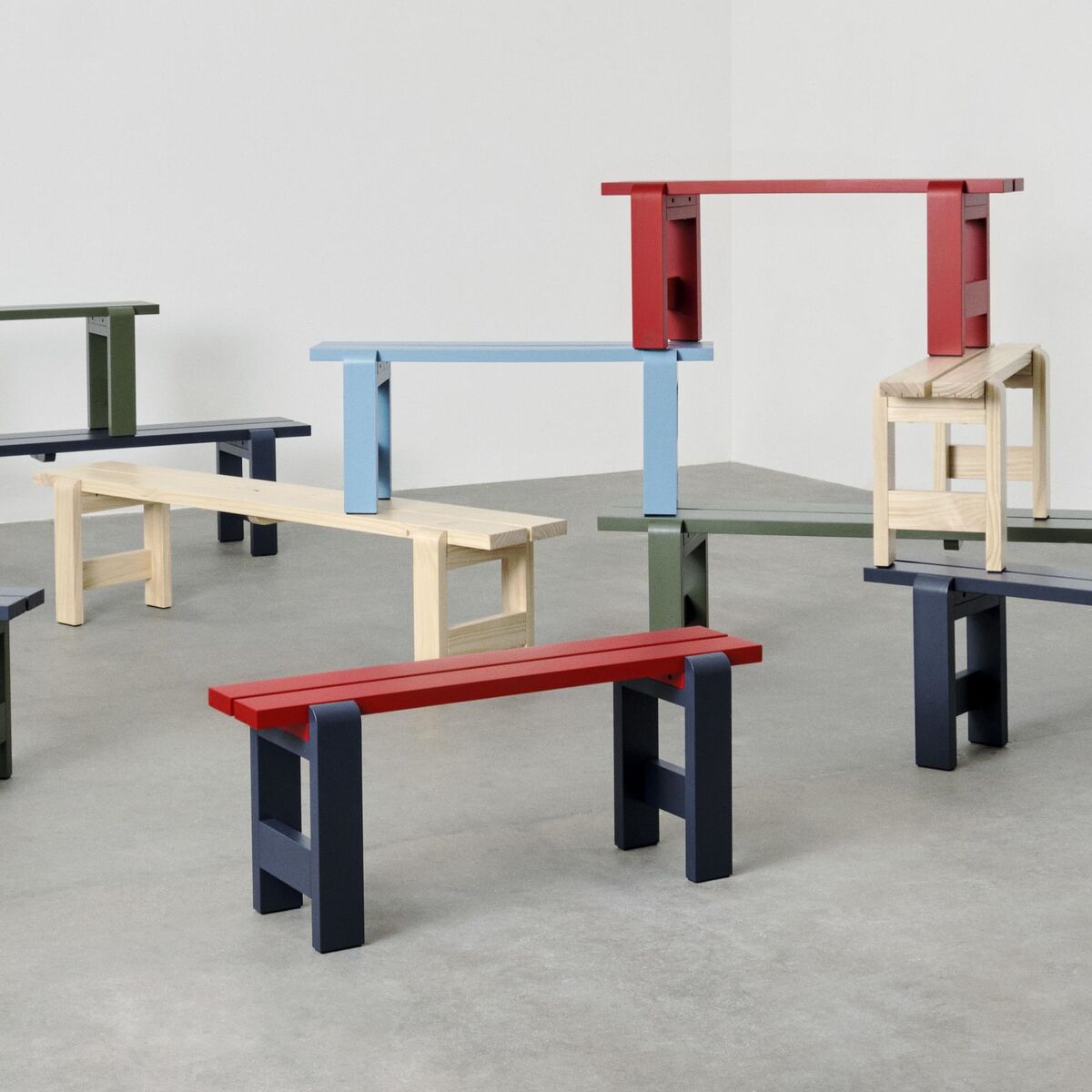 Weekday Bench Duo Weinrot/Stahlblau