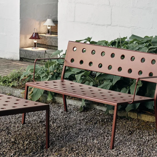 Balcony Lounge Bench with Armrest Iron Red