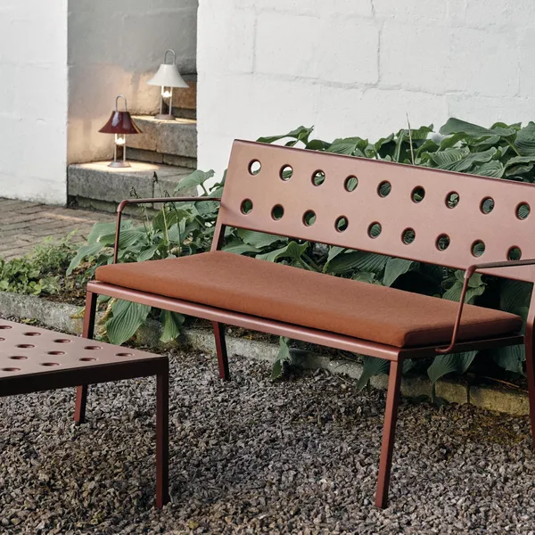 Balcony Lounge Bench with Armrest Iron Red
