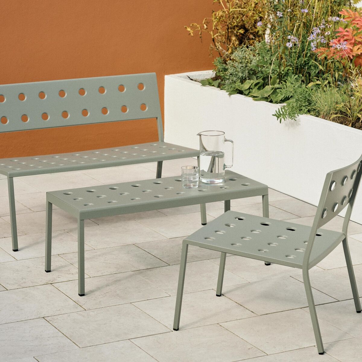 Banc Lounge de Balcon avec Accoudoirs Fer Rouge