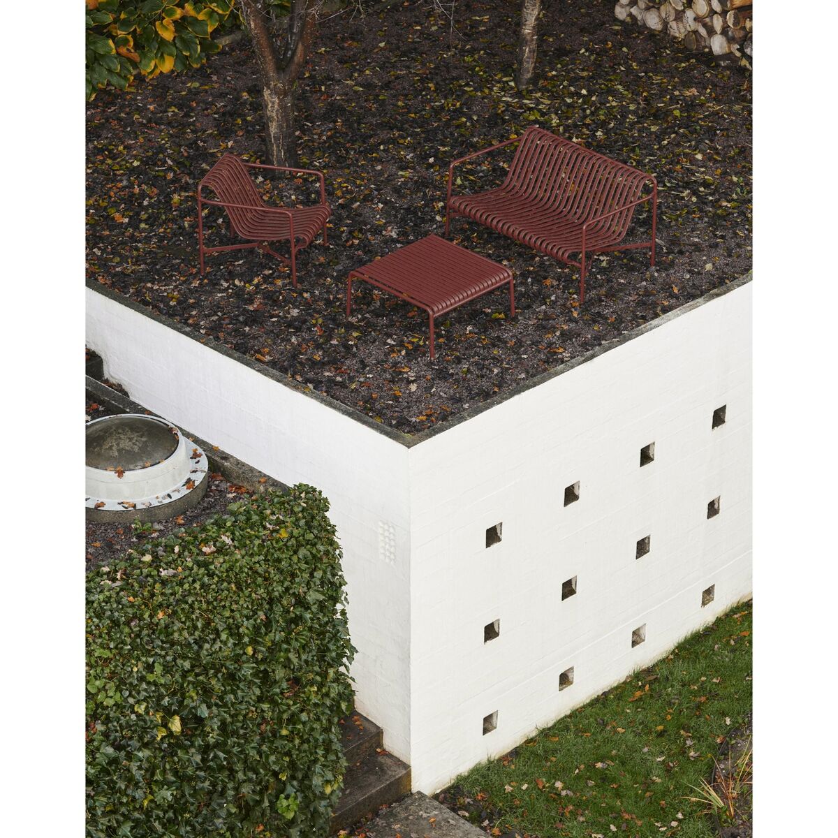 Mesa Baja Palissade 82x86 Hierro Rojo