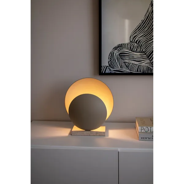 Orbit Table Lamp Beige/ Beige Travertine