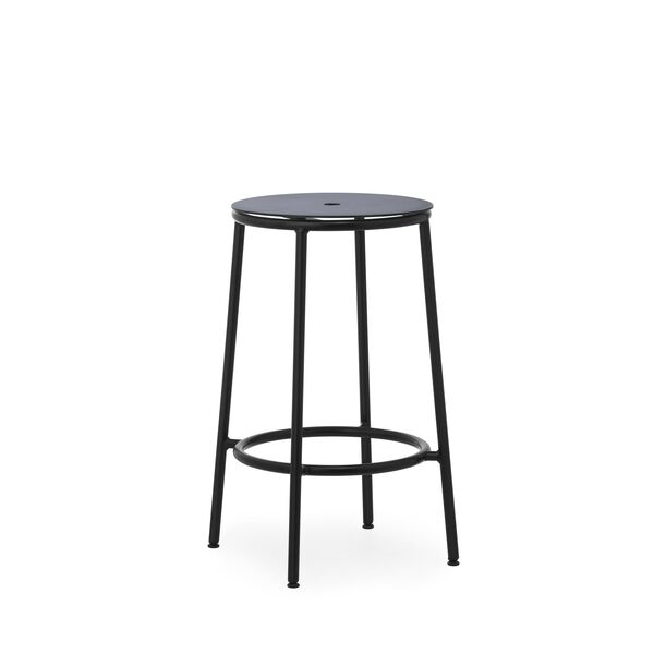 Circa Taburete de Bar H65 Negro/Aluminio Negro
