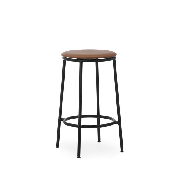 Circa Barkruk H65 Leer Gestoffeerd Zwart/Brandy Leer 41574