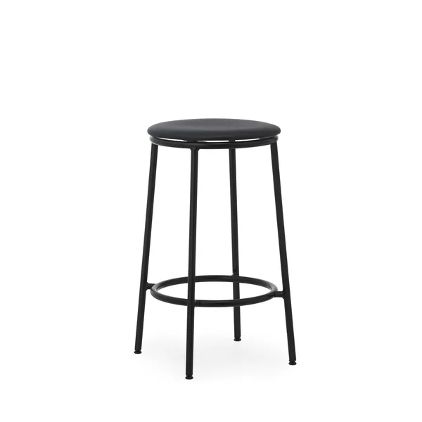 Circa Bar Stool H65 Leather Upholstered Black/Black Leather 41599