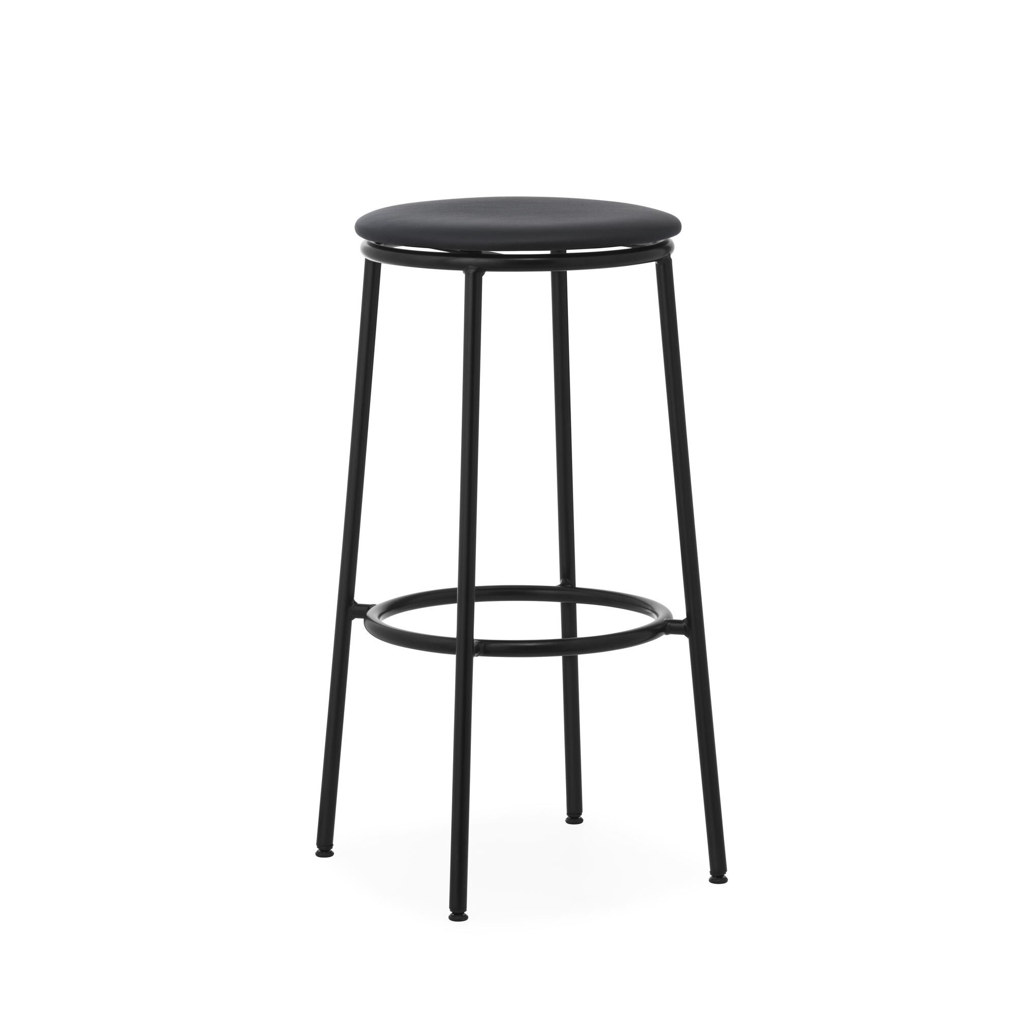 Circa Barstol H75 Skinnpolstret Sort/Sort Skinn 41599