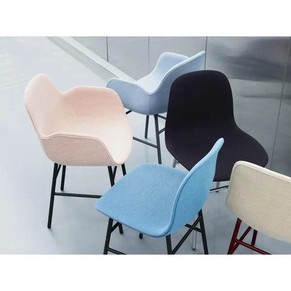 Form Sedia da Pranzo con Braccioli Acciaio Nero /Linea Principale Lino MLF20