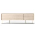 Vogue TV Bench with Legs 180 White Pigmented Oak/Brass