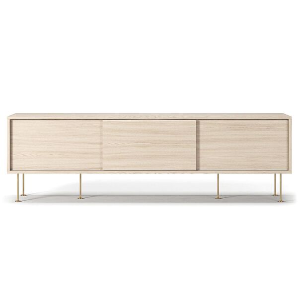 Vogue TV Bench with Legs 180 White Pigmented Oak/Brass