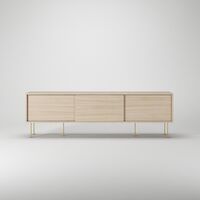 Vogue TV Bench with Legs 180 White Pigmented Oak/Brass