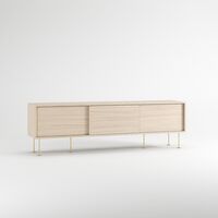 Vogue TV Bench with Legs 180 White Pigmented Oak/Brass