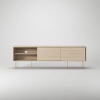Vogue TV Bench with Legs 180 White Pigmented Oak/Brass