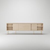 Vogue TV Bench with Legs 180 White Pigmented Oak/Brass