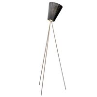 Oslo Wood Floor Lamp Metal Base & Black Shade