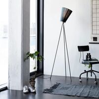 Oslo Holz Stehlampe , Metall und Hellblau Lampenschirm