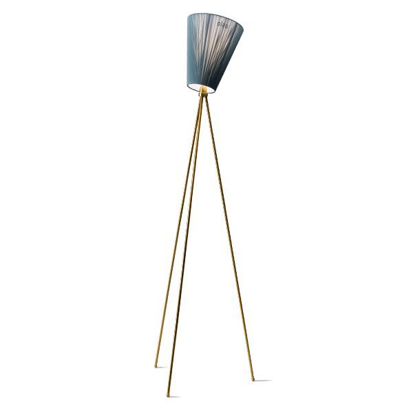 Norra Oslo Wood Golvlampa Guld Sockel & Gr&ouml;n Lampsk&auml;rm
