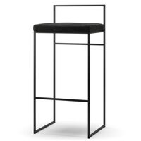 Barstol Med Rygstøtte 90 cm Sort/Sort Fløjl