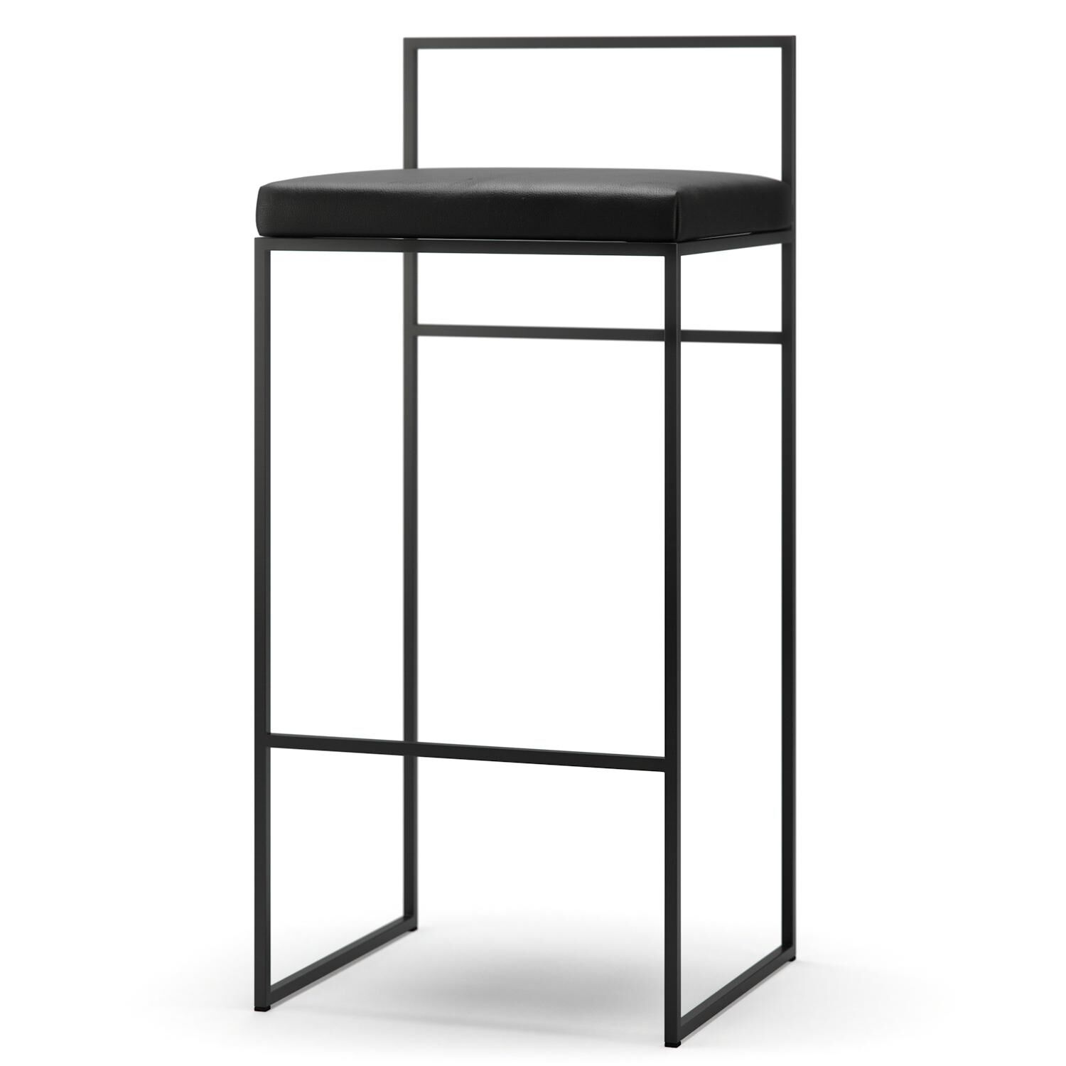 Tabouret de Bar Avec Dossier 90 cm Noir/Cuir Noir