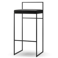 Barstol Med Rygstøtte 90 cm Sort/Sort Læder