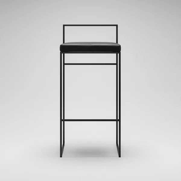 Barstol Med Rygstøtte 90 cm Sort/Sort Læder