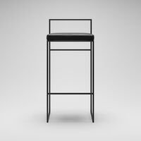 Barstol Med Rygstøtte 90 cm Sort/Sort Læder