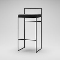 Barstol Med Rygstøtte 90 cm Sort/Sort Læder