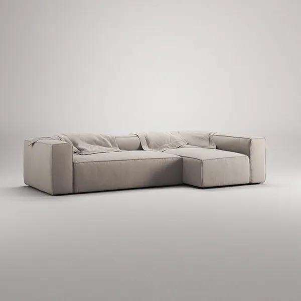 Grand 4-Seters Sofa Divan Høyre Sandshell/Beige