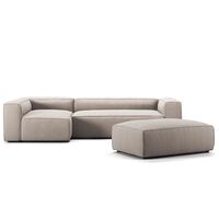 Grand 4-Seater Sofa Chaise Open End with Footstool Left Sandshell/Beige