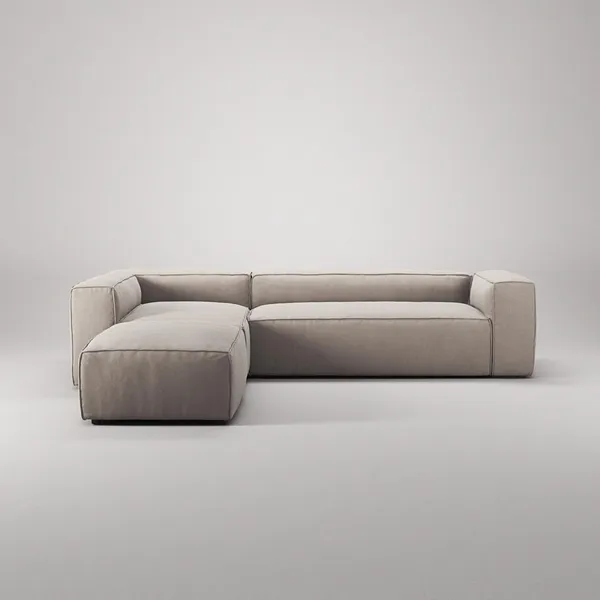 Grand 4-Seater Sofa Chaise Open End with Footstool Left Sandshell/Beige