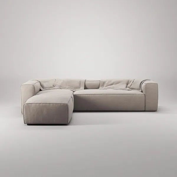 Grand 4-Seater Sofa Chaise Open End with Footstool Left Sandshell/Beige