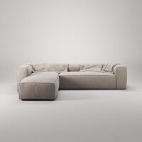 Grand 4-Seater Sofa Chaise Open End with Footstool Left Sandshell/Beige