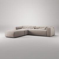 Grand 4-Seater Sofa Chaise Open End with Footstool Left Sandshell/Beige