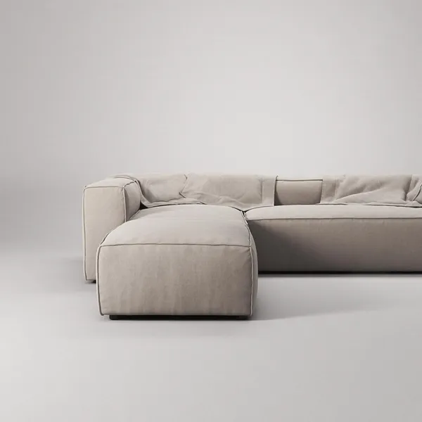 Grand 4-Seater Sofa Chaise Open End with Footstool Left Sandshell/Beige