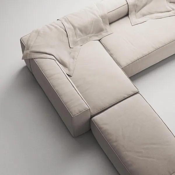 Grand 4-Seater Sofa Chaise Open End with Footstool Left Sandshell/Beige