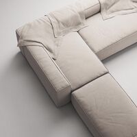 Grand 4-Seater Sofa Chaise Open End with Footstool Left Sandshell/Beige