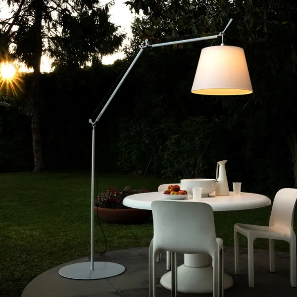 Tolomeo Mega Floor Lamp Parchment 42 cm Shade with Dimmer