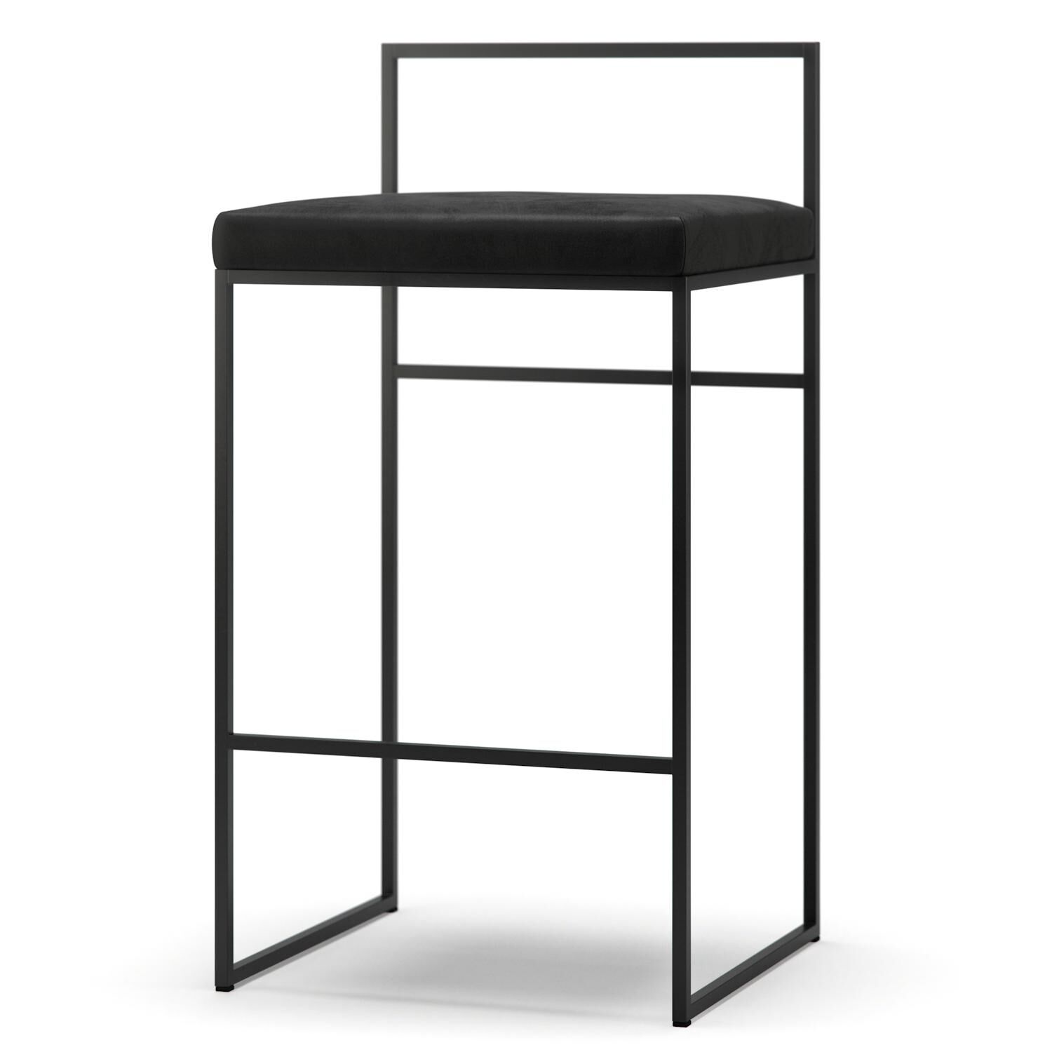Tabouret de Bar avec Dossier 80 cm Noir/Velours Noir