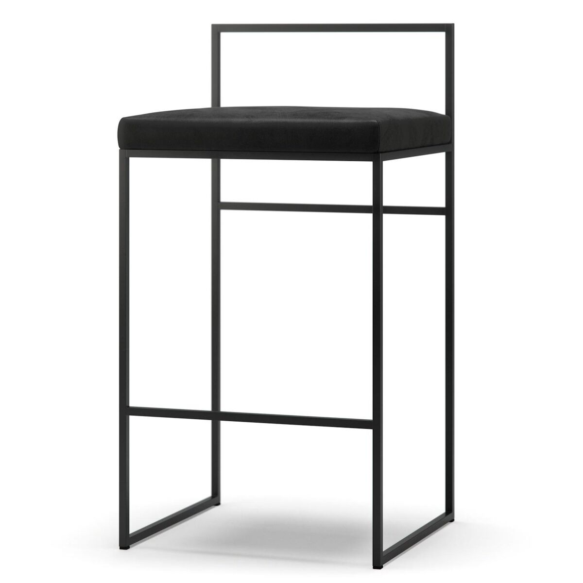 Bar Stool with Backrest 80 cm Black/Black Velvet