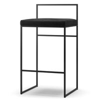 Bar Stool with Backrest 80 cm Black/Black Velvet