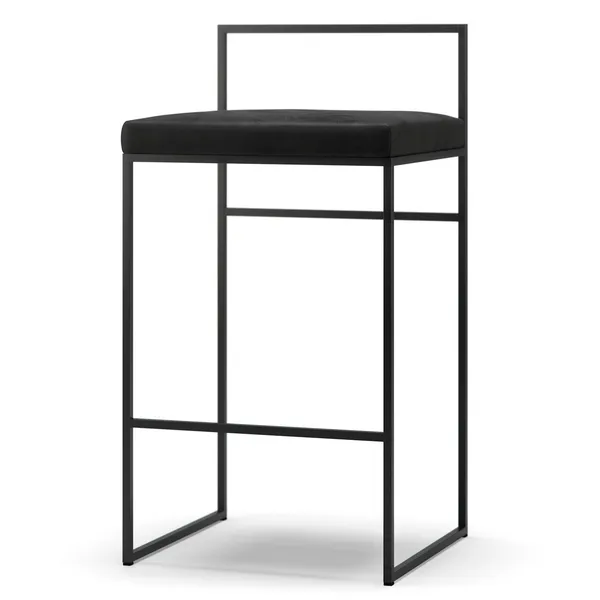 Taburete de Bar con Respaldo 80 cm Negro/Terciopelo Negro