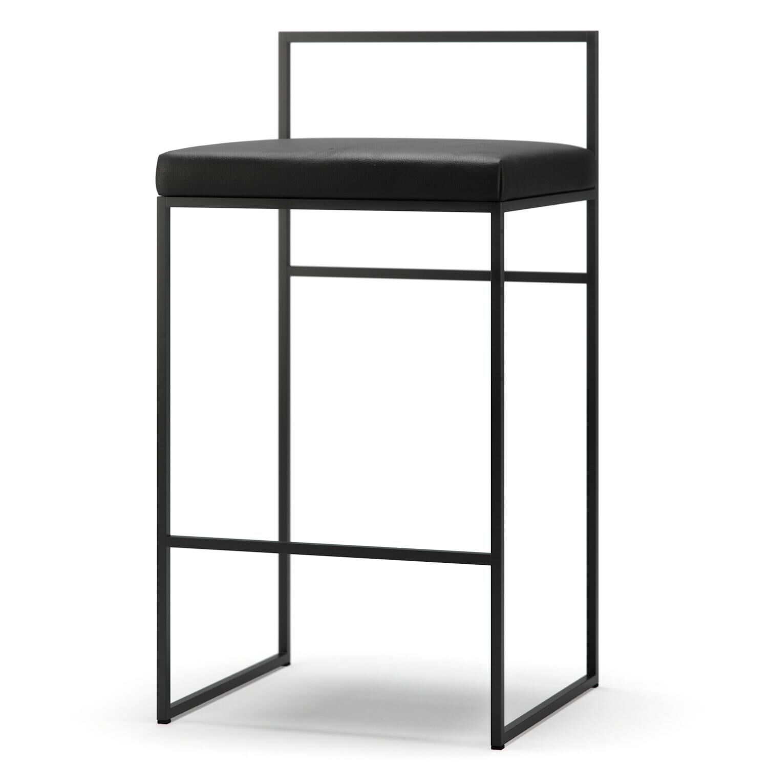 Tabouret de Bar avec Dossier 80 cm Noir/Cuir Noir