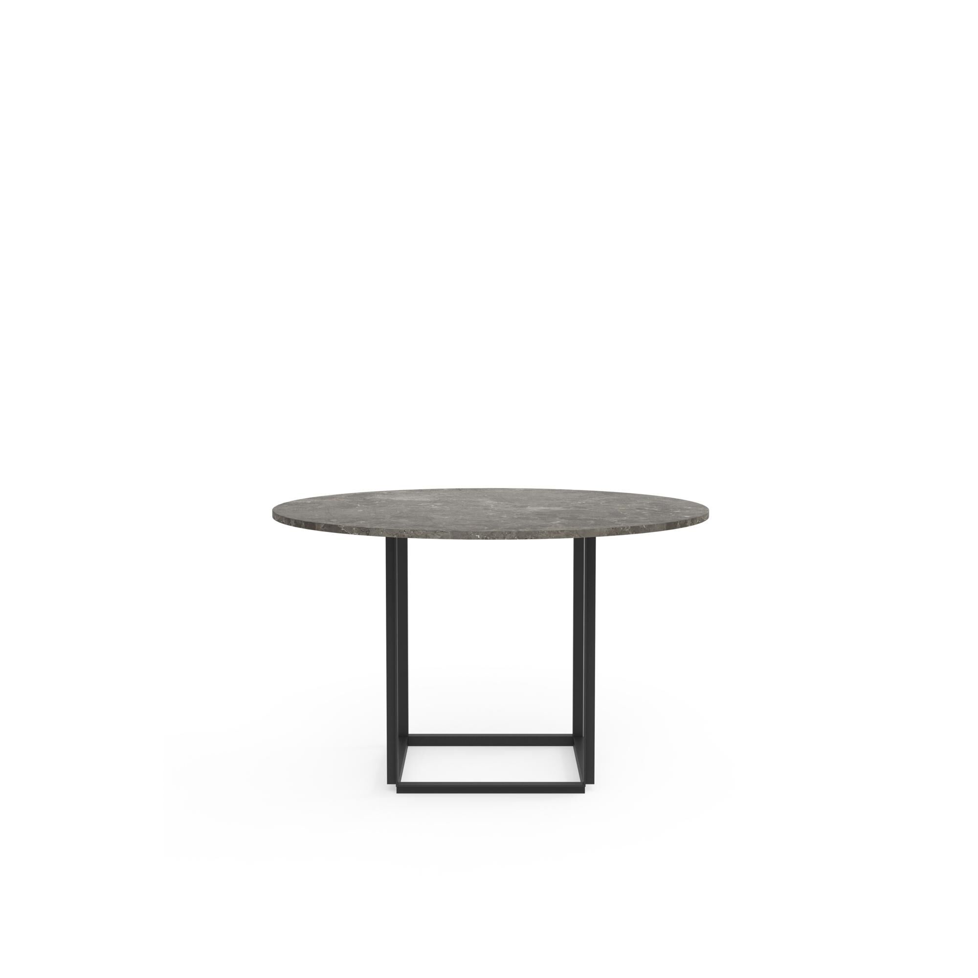 Table de Salle à Manger Florence de New Works, Ø120 Cm, Marbre Gris Du Marais, Cadre Noir