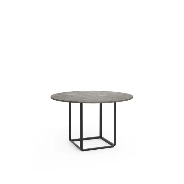Florence Dining Table Ø120 Gris Du Marais Marble w. Black Frame