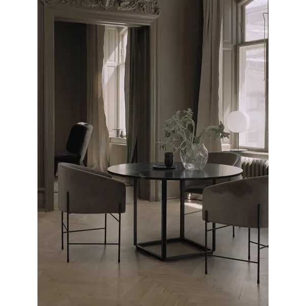 Florence Dining Table Ø120 Gris Du Marais Marble w. Black Frame