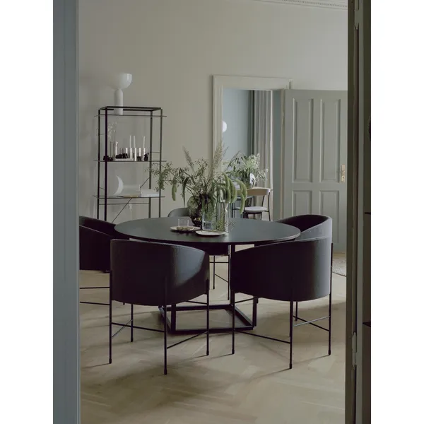 Florence Dining Table Ø120 Gris Du Marais Marble w. Black Frame