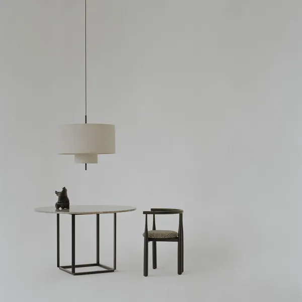 Florence Dining Table Ø145 Gris Du Marais Marble w. Black Frame