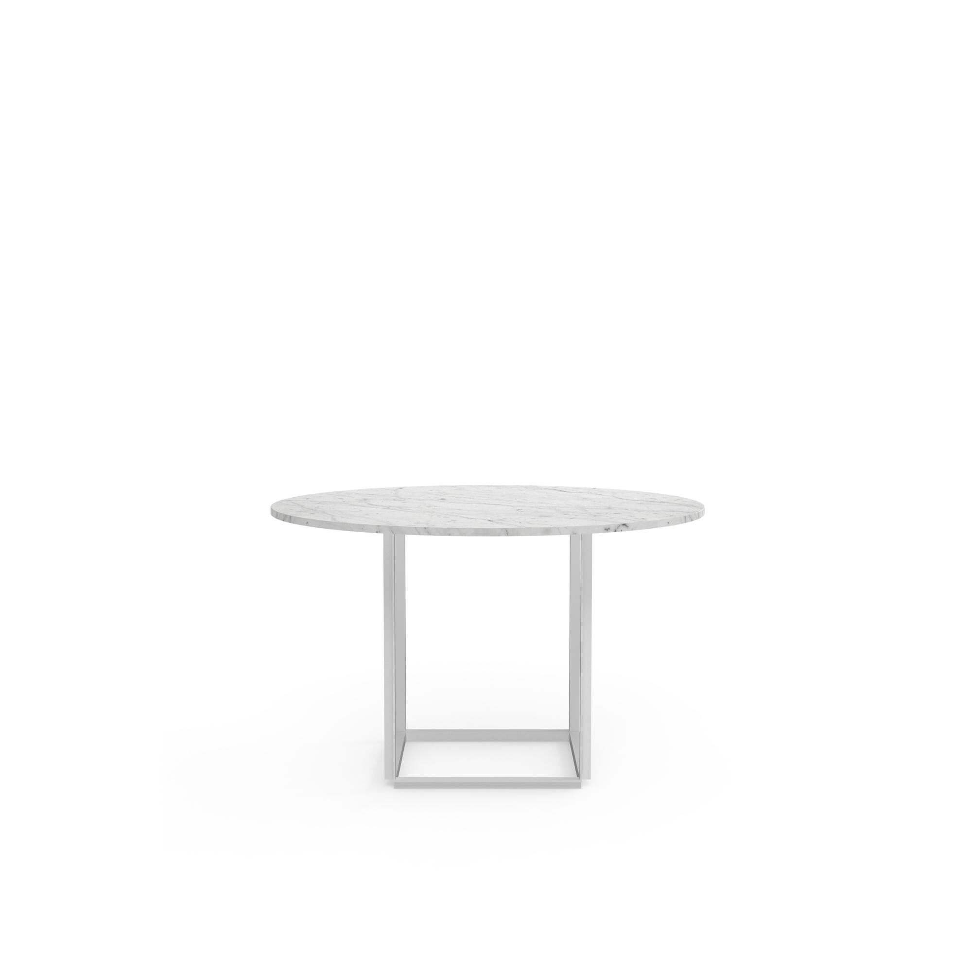 Florence Spisebord 120 White Carrera Marmor m. Hvid Stel