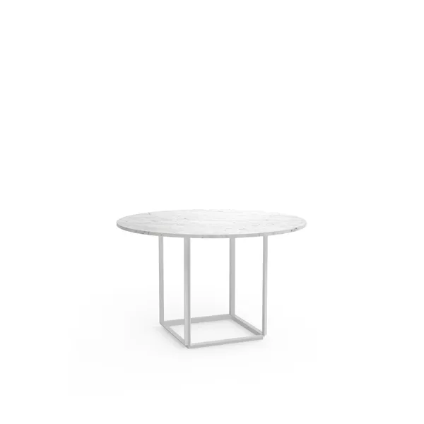 Florence Eettafel Ø120 Wit Carrera Marmer met Wit Frame