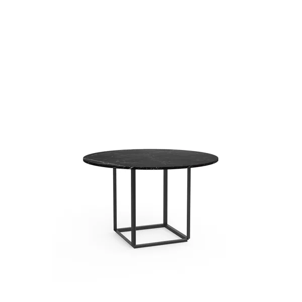 Florence Dining Table Ø120 Black Marquina Marble w. Black Frame