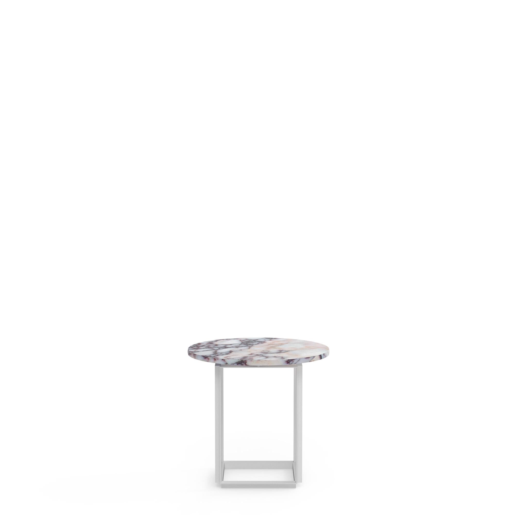 Florence Sidebord 50 Hvid Viola Marmor med Hvid Stel